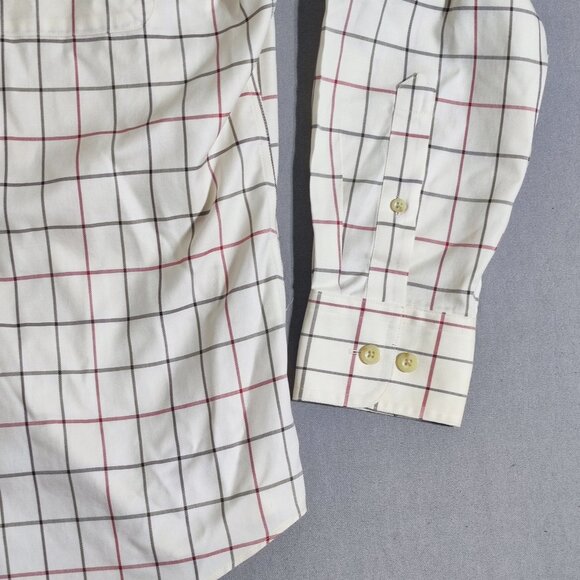 Cabela's button down shirt men's size M white base grey & red check long sleeve - Picture 7 of 9